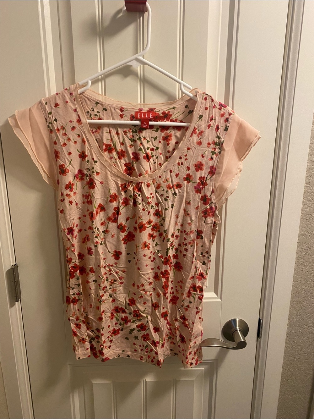Elle XL Top Pink Floral Blouse Shirt
